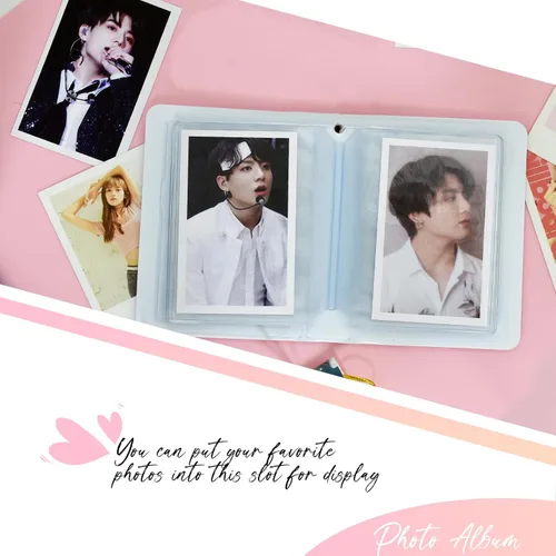 Miniatura 2 de Mini Álbum de Fotos de 3 Pulgadas Carpeta de Tarjetas Fotográficas Kpop, Portador de Tarjetas Fotográficas con Diseño Calado de Mariposa, Portador
