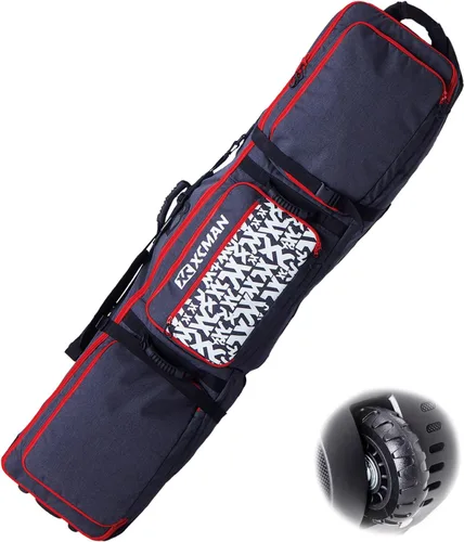 Miniatura 9 de XCMAN Bolsa de snowboard con ruedas, longitud ajustable, extra larga/ancha/profunda, impermeable, con varillas de protección 140L