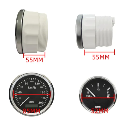 Miniatura 3 de Kus Gauge Set Velocímetro GPS 124.3 mi/h Tacómetro 8000RPM Nivel de combustible 0-190ohm Temperatura del agua 104.0-248.0 °F Presión de aceite