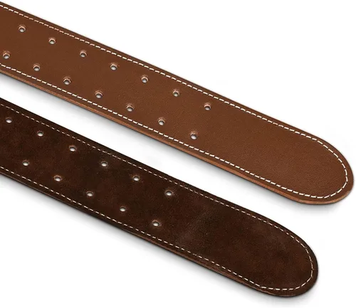 Miniatura 6 de LAUTUS Cinturón de trabajo acolchado cónico de 3 pulgadas en cuero curtido aceitado pesado 32 a 45 pulgadas Marrón Marrón Fits 30 to 46 waist