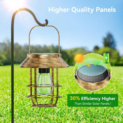 Miniatura 6 de Ahaorigin Faroles solares al aire libre impermeables, luces solares colgantes de alta luminosidad para exteriores con ganchos de pared, faroles