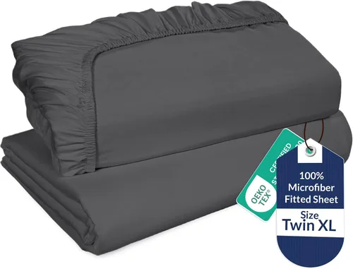 Miniatura 12 de Royale Linens Paquete de 2 sábanas bajeras, sábanas elásticas, sábana bajera tamaño Queen, suave y transpirable, microfibra cepillada de 1800, Gris