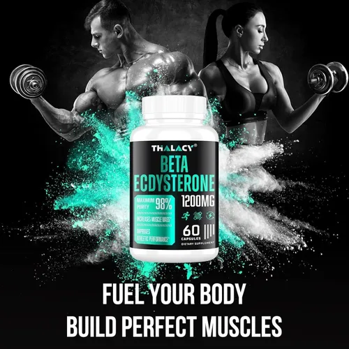Miniatura 6 de 1200MG Beta Ecdysterone Supplement, 98% Pureza Máxima Ecdysterone Suplementos para masa muscular magra, rendimiento atlético y fuerza, 120 cápsulas