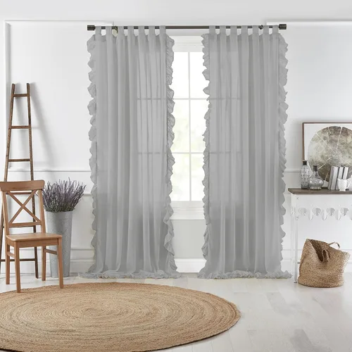 Elrene Home Fashions Bella - Cortina transparente con volantes en la parte superior de la casa de campo francés, 52 x 84 pulgadas (1 panel), color