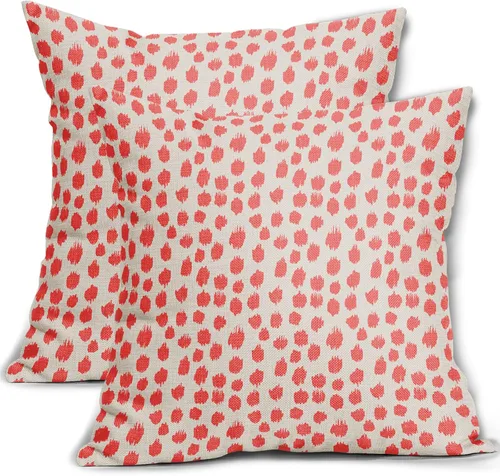 Miniatura 68 de Fundas de almohada marrón y blancas de 18 x 18 pulgadas, juego de 2 almohadas boho grises con lunares, fundas de almohada modernas estampadas