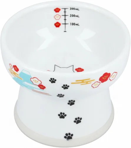 Necoichi Cuenco elevado de agua para gatos, cuenco elevado de cerámica para gatos, evita la fatiga del cuello y los bigotes, apto para lavavajillas