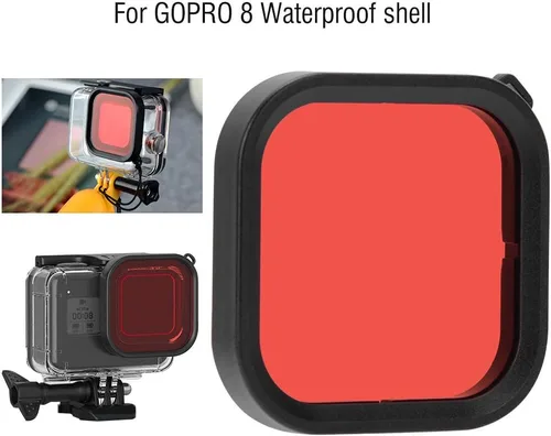 Miniatura 3 de Estuche de carcasa con filtro de lente de buceo para 8, accesorios de buceo (rojo)