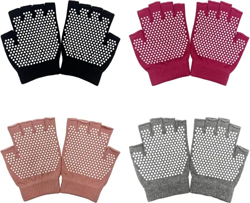 Miniatura 6 de Calcetines de pilates con empuñaduras para mujer, calcetines de yoga antideslizantes para baile de barra o entrenamiento descalzo 2 pares de guantes