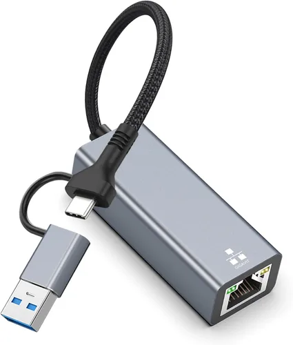 Adaptador USB C a Ethernet, 1000 Mbps USB 3.0 Convertidor de red con cable Plug Play, Gigabit Ethernet Tipo-C a RJ45 Adaptador de red para