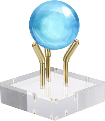 Miniatura 16 de Hipiwe Soporte de exhibición de brazo de metal dorado con base acrílica, soporte de caballete de exhibición pequeña para esfera, bolas de cristal