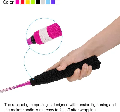 Miniatura 6 de PATIKIL Cotton Feeling Badminton Towel Grip Nylon Tennis Racket Overgrip Racquet Grip Hand Glue Anti-Skid Sweatband for Golf Bike Handle Negro