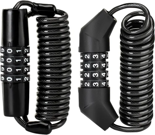 Miniatura 8 de ROCKBROS Cerradura de casco de motocicleta con bloqueo de cable retráctil de 4 dígitos para bicicletas, cochecitos, equipaje