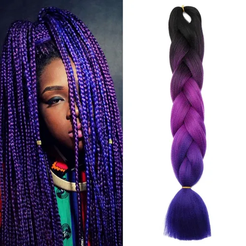 Miniatura 72 de Benehair Extensiones de cabello trenzado ombré de 24 pulgadas, 1 paquete de extensiones de cabello trenzado jumbo de alta temperatura, cabello