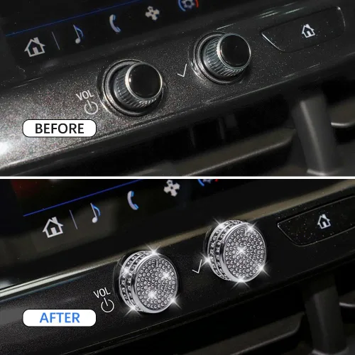 Miniatura 3 de 2 piezas de adornos brillantes para perillas de control central y multimedia, compatibles con Cadillac CT5 CT4, adhesivo para accesorio