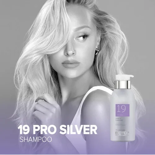 Miniatura 2 de Biotop Professional 19 Pro Silver Shampoo - Champú morado para neutralizar los tonos amarillos y cobrizos, hecho con aceite de girasol y vitamina E