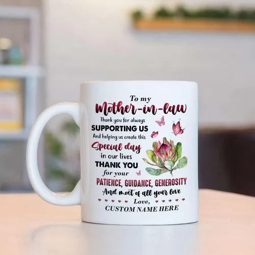 Miniatura 6 de Taza personalizada con nombre personalizado para el día de la madre, regalo para suegra y madre, cerámica con nombre personalizado de 11 15 onzas