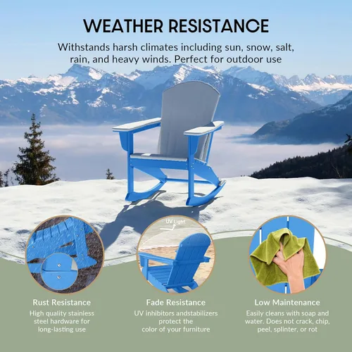 Miniatura 53 de WestinTrends Silla mecedora Malibu de poliéster para exterior/patio Adirondack, Negra