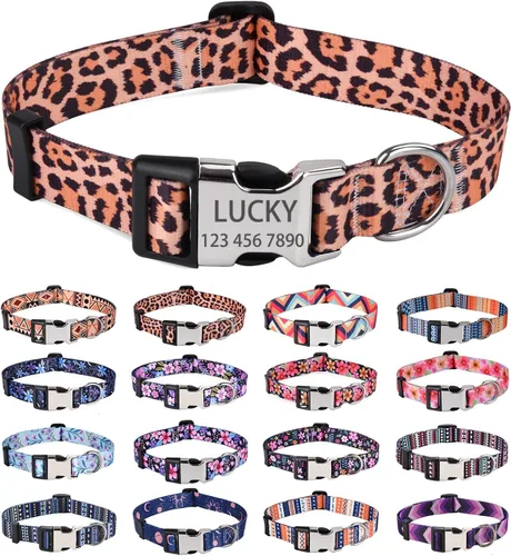 Miniatura 14 de Collares de perro personalizados – Collar floral personalizado con nombre y número de teléfono – Tamaños ajustables para perros pequeños, medianos