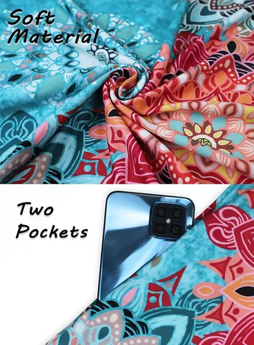 Miniatura 18 de SimpleFun - Vestidos de verano para mujer, camiseta floral, vestido de playa de estilo bohemio, informal, con bolsillos y sin mangas