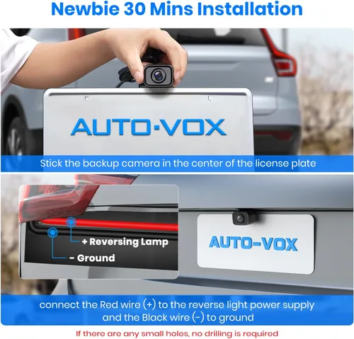 Miniatura 2 de AUTO-VOX CS-2 Cámara de respaldo inalámbrica con monitor de auto de 4.3", Sistema de cámara de respaldo de señal digital estable de fácil