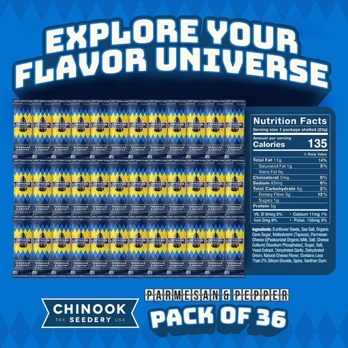 Miniatura 2 de Chinook Seedery Semillas de girasol bajas en sodio – Sabor a parmesano y pimienta, paquete de 36, 1.5 oz – Semillas de girasol para comer – Keto