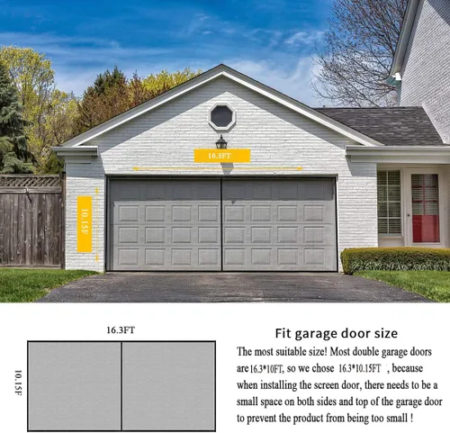 Miniatura 2 de LIAMST Pantalla para puerta de garaje de 16 x 10 pies, 2 puertas de garaje de automóvil, pantalla de puerta de fibra de vidrio reforzada, imanes