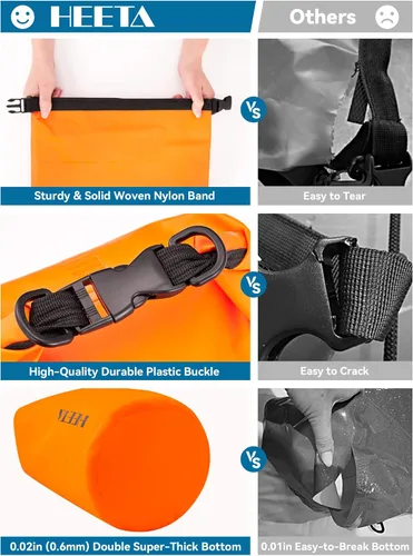 Miniatura 6 de HEETA - Bolsa seca impermeable para mujeres y hombres (versión actualizada) 5 L/10 L/20 L/30 L/40 L, bolsa de almacenamiento seca ligera con parte