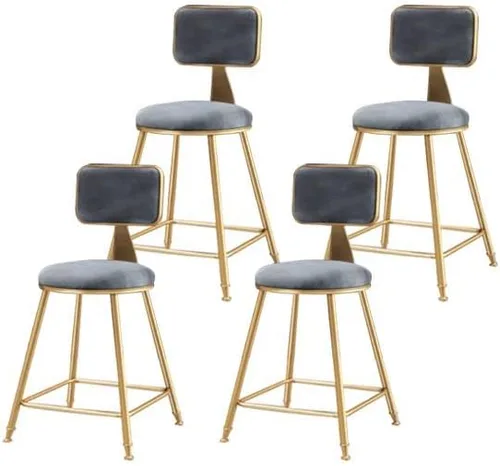 Miniatura 7 de Taburete moderno para mostrador, taburete sin brazos, taburete de hierro con cojín y pedal, 1 taburete corto (18 pulgadas de alto) azul
