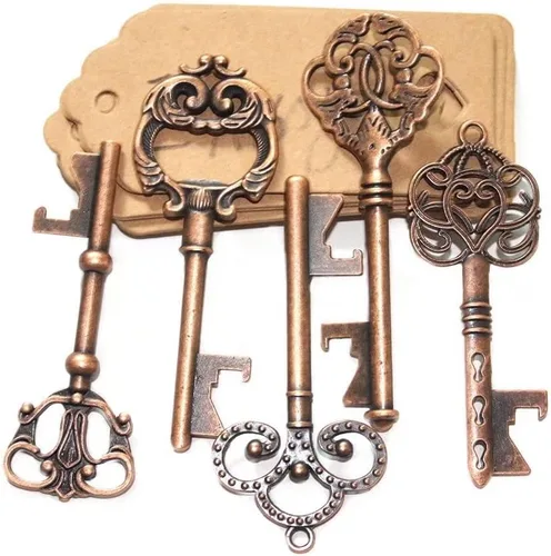 Miniatura 3 de Abridor de botella rústico y clásico con tarjeta y cordel, para souvenir de boda, regalos de fiesta. 3.14 pulgadas, 50 unidades Rojo (Red Copper)