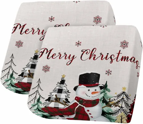 Miniatura 13 de Fundas de cojín elásticas para sofá de Navidad, diseño de muñeco de nieve, seccional/individual/en forma de L, protector de muebles con parte