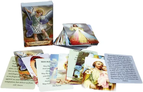 Miniatura 2 de Paquete de 54 Tarjetas Sagradas Variadas con Santos Católicos y Oraciones