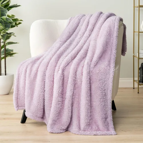 Miniatura 50 de PAVILIA - Manta de sherpa para sofá, gris esponjosa y cálida, manta de felpa suave para cama, acogedora, súper suave y ligera, manta decorativa