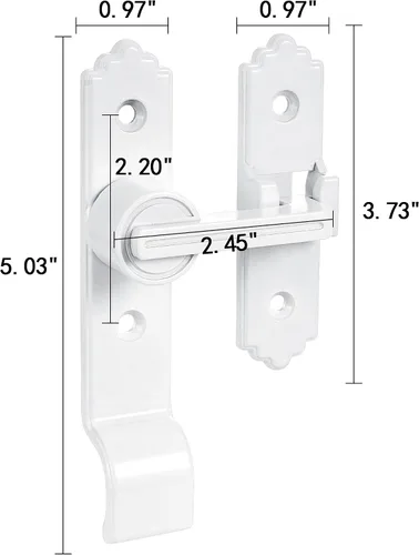 Miniatura 2 de INIRET Cerradura de puerta de granero blanca de 180 grados, pestillo de puerta abatible con asa, pestillos de puerta corredera pesados, cerradura