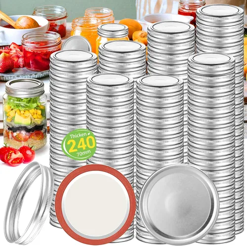 Miniatura 10 de Aliggbent 160 Pcs Tapas de Enlatado de Boca Regular 70MM Tapas Herméticas de Tipo Separable para Tarros Mason de Boca Regular, Tapas de Enlatado a
