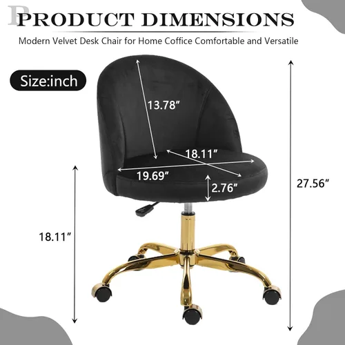 Miniatura 2 de Silla de tocador negra y dorada con respaldo, silla pequeña para tocador, sillas de maquillaje giratorias de terciopelo y bonitas sillas déak