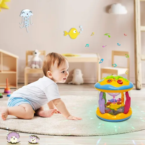 Miniatura 8 de M SANMERSEN Juguetes para bebés varones de 6-12 meses, juguetes musicales con luces rotatorias del océano para recién nacidos de 0-6 12-18 meses
