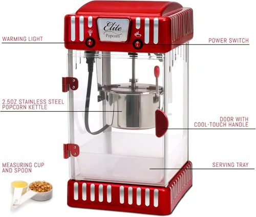 Miniatura 4 de Elite Gourmet EPM-250X Maxi-Matic - Máquina para hacer palomitas de maíz de 2.5 onzas, estilo retro, palomitas de maíz con mantequilla caliente