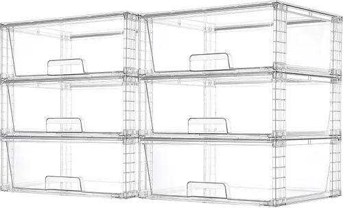 Miniatura 10 de Vtopmart Paquete de 2 Cajones de Almacenamiento Grandes Apilables, Fácil de Ensamblar Organizadores de Acrílico Transparente para Baño Armario