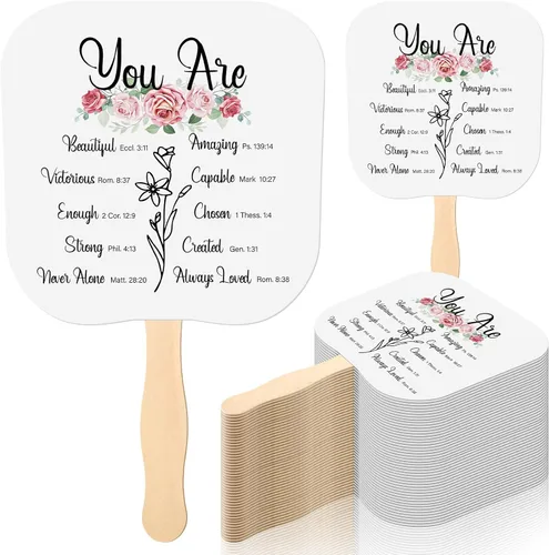 Miniatura 8 de Sherr 50 piezas de regalos inspiradores cristianos a granel para mujeres, hombres, fanáticos de la iglesia, abanicos de madera de mano, funeral