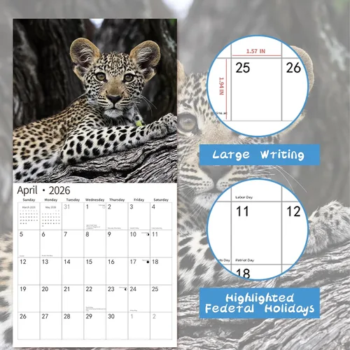 Miniatura 3 de Calendario de pared 2026, calendario 2026, noviembre de 2025 a diciembre de 2026, calendario de pared de animales bebés, 12 x 24 pulgadas abierto