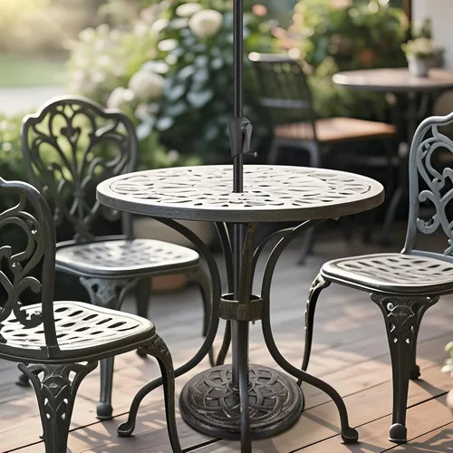 Miniatura 8 de FLAME&SHADE Base redonda de 20 libras para sombrilla de mesa de mercado de patio, para exteriores, bronce