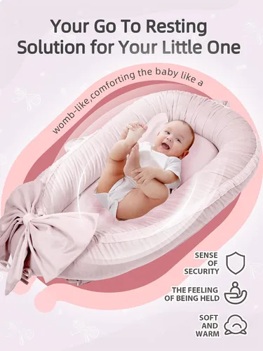 Miniatura 4 de EAQ Tumbona para bebé, tumbona infantil para recién nacido, funda portátil para nido de bebé, transpirable y suave, artículos esenciales para recién