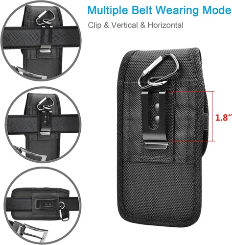 Miniatura 6 de Funda de nailon para cinturón con clip de metal para iPhone 17 Pro Max iPhone 16 15 14 13 12 11 XS max 17 Air 13 Mini 12 Mini soporte para cinturón