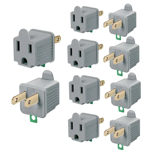 Miniatura 8 de TENINYU Adaptador con tierra de 3 puntas a 2 puntas - Convertidor de toma de 3 puntas a 2 puntas para cable eléctrico, hogar, talleres, industrial
