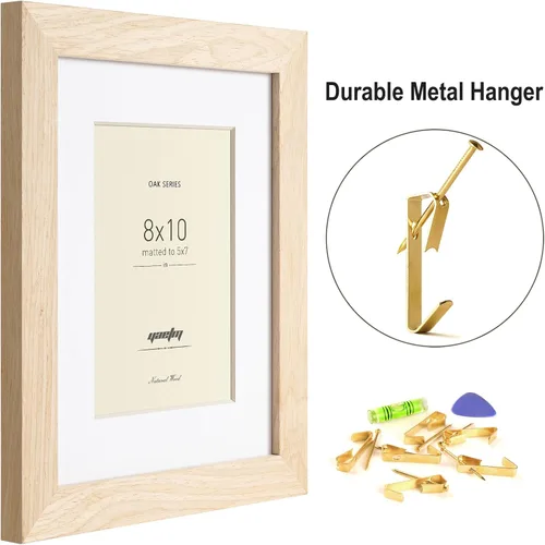 Miniatura 3 de Yaetm - Portarretratos de 8 x 10 pulgadas de madera de roble con paspartú para fotos de 5 x 7, moldura ancha, juego de 3 marcos de 8 x 10 pulgadas