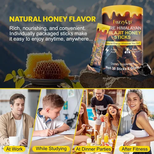 Miniatura 5 de Palitos de miel Shilajit, barra de miel Shilajit pura del Himalaya para hombres y mujeres, más de 85 minerales traza ayuda a aumentar la energía