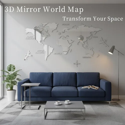Miniatura 3 de Adhesivo de pared 3D, acrílico con mapa del mundo para pared, para despegar y pegar, calcomanía de pared extraíble para guardería, oficina, sala