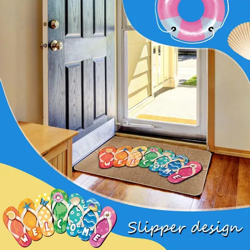 Miniatura 6 de Tallew Chanclas de verano para puerta, antideslizantes, de goma, para verano, bienvenida, náuticas, para playa, para interiores y exteriores, tapete