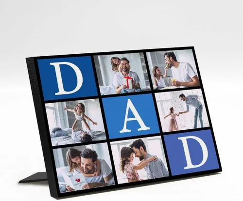 Miniatura 17 de InterestPrint Panel de fotos personalizado para papá y nombre para exhibición de mesa, mejor papá estrella, 6 fotos, marco de fotos personalizado
