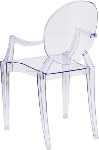 Miniatura 6 de Flash Furniture Silla de comedor y acento fantasma para interiores y exteriores con brazos curvos y asiento contorneado, silla apilable
